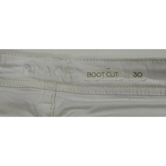 Grace In LA Women’s Boot Cut Jeans Embroidered Raw Hem White Size 30 - Picture 8 of 11